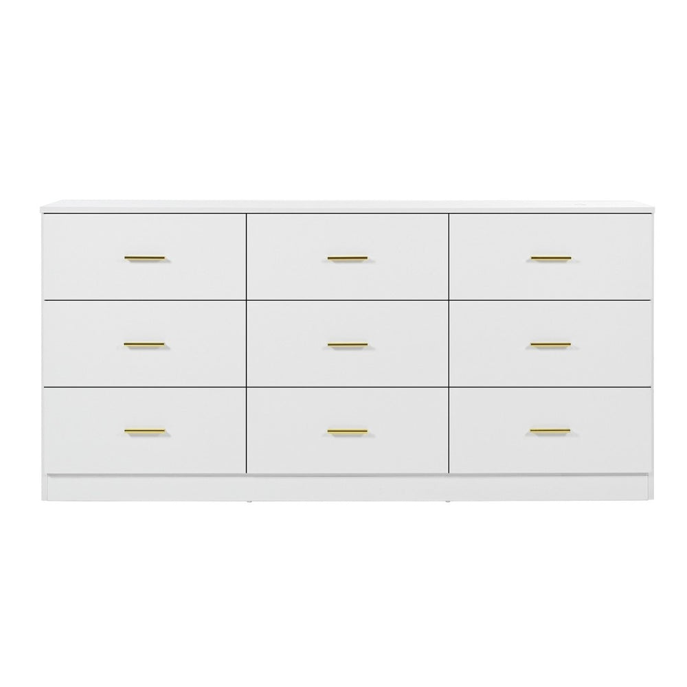 HomeRoots 63" Sleek Black Wood Accent Cabinet with Nine Drawers for Stylish Storage in Any Room Decor 716333