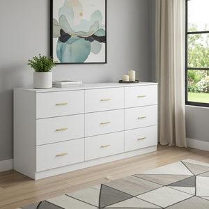 HomeRoots 63" Sleek Black Wood Accent Cabinet with Nine Drawers for Stylish Storage in Any Room Decor 716333