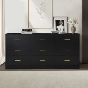 HomeRoots 63" Brown Wood Accent Cabinet - Stylish Nine-Drawer Storage Solution for Modern Spaces & Decor 716334