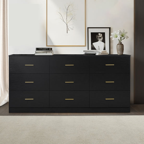 HomeRoots 63" Brown Wood Accent Cabinet - Stylish Nine-Drawer Storage Solution for Modern Spaces & Decor 716334