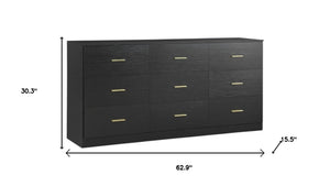 HomeRoots 63" Brown Wood Accent Cabinet - Stylish Nine-Drawer Storage Solution for Modern Spaces & Decor 716334
