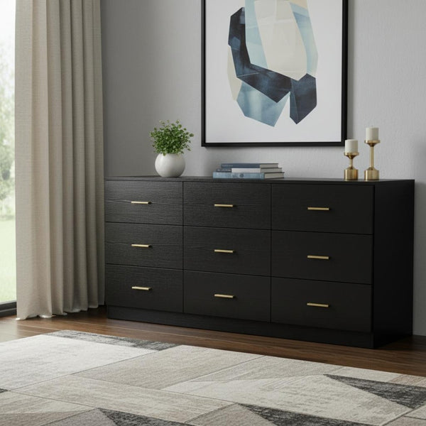 HomeRoots 63" Brown Wood Accent Cabinet - Stylish Nine-Drawer Storage Solution for Modern Spaces & Decor 716334