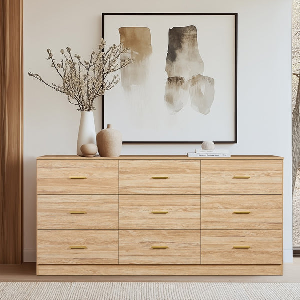 HomeRoots 59" Brown Wood Accent Cabinet - Versatile Six-Drawer Storage for Modern & Transitional Spaces 716335