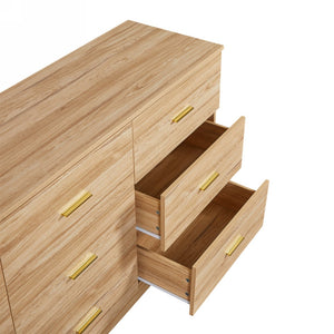 HomeRoots 59" Brown Wood Accent Cabinet - Versatile Six-Drawer Storage for Modern & Transitional Spaces 716335