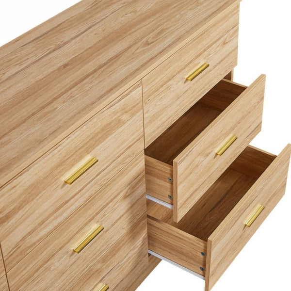 HomeRoots 59" Brown Wood Accent Cabinet - Versatile Six-Drawer Storage for Modern & Transitional Spaces 716335