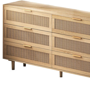 HomeRoots 59" White Wood Accent Cabinet - Stylish Storage Solution with 6 Drawers for Modern Home Décor 716336