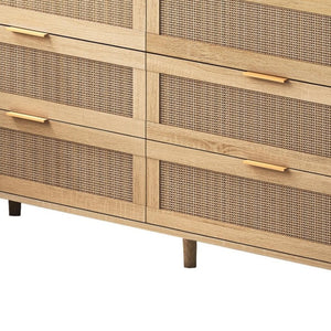 HomeRoots 59" White Wood Accent Cabinet - Stylish Storage Solution with 6 Drawers for Modern Home Décor 716336