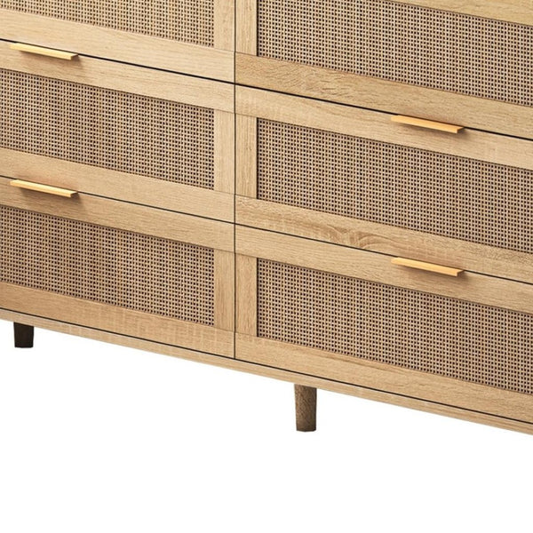 HomeRoots 59" White Wood Accent Cabinet - Stylish Storage Solution with 6 Drawers for Modern Home Décor 716336