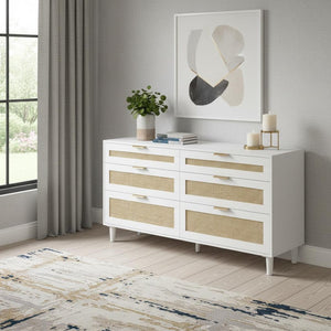 HomeRoots 59" Brown Wood Accent Cabinet - Stylish Storage Solution with Six Drawers for Any Room Decor 716337