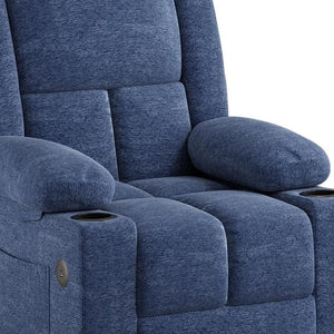 HomeRoots 32" Brown Heated Massage Lift Assist Recliner with USB, Cup Holders & Side Storage for Comfort 716339