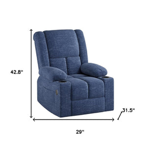 HomeRoots 32" Brown Heated Massage Lift Assist Recliner with USB, Cup Holders & Side Storage for Comfort 716339