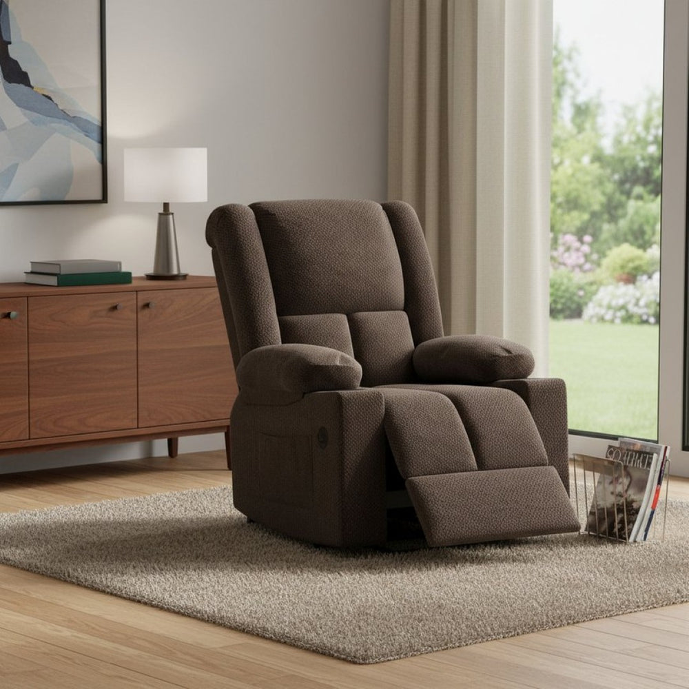 HomeRoots 32" Gray Heated Massage Lift Assist Recliner with USB & Storage for Ultimate Comfort & Support 716340