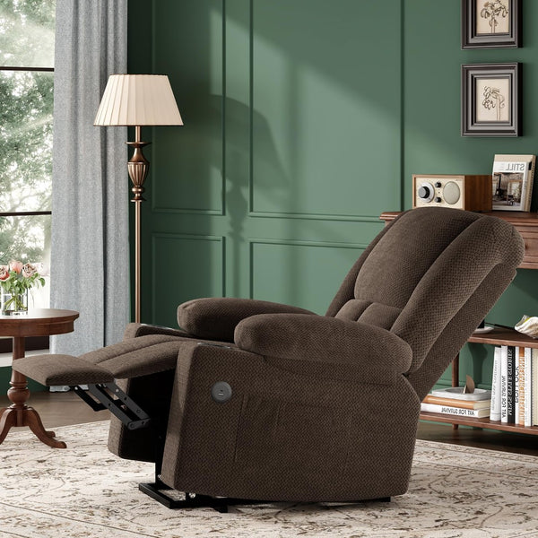 HomeRoots 32" Gray Heated Massage Lift Assist Recliner with USB & Storage for Ultimate Comfort & Support 716340