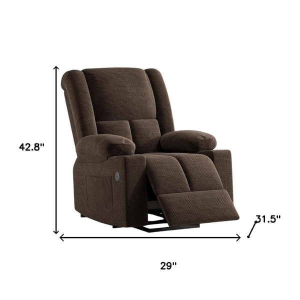 HomeRoots 32" Gray Heated Massage Lift Assist Recliner with USB & Storage for Ultimate Comfort & Support 716340