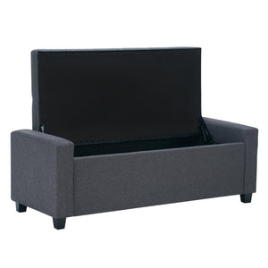 English Elm 48" Tufted Faux Linen Storage Bench with Arms Lift Top Ottoman for Bedroom Entryway Grey W3523P387534