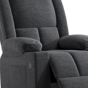 HomeRoots 40" Blue Power Recliner with Heated Massage, Lift Assist, USB Port, Cup Holders & Storage Pocket 716341