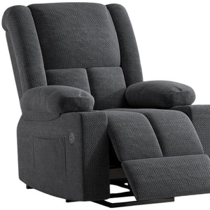 HomeRoots 40" Blue Power Recliner with Heated Massage, Lift Assist, USB Port, Cup Holders & Storage Pocket 716341