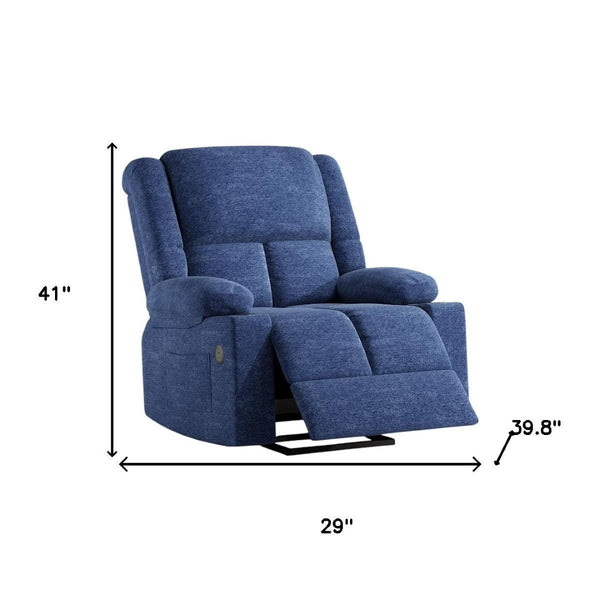 HomeRoots 40" Brown Heated Massage Lift Assist Recliner - USB, Power Recline, Comfort & Support for Seniors 716342