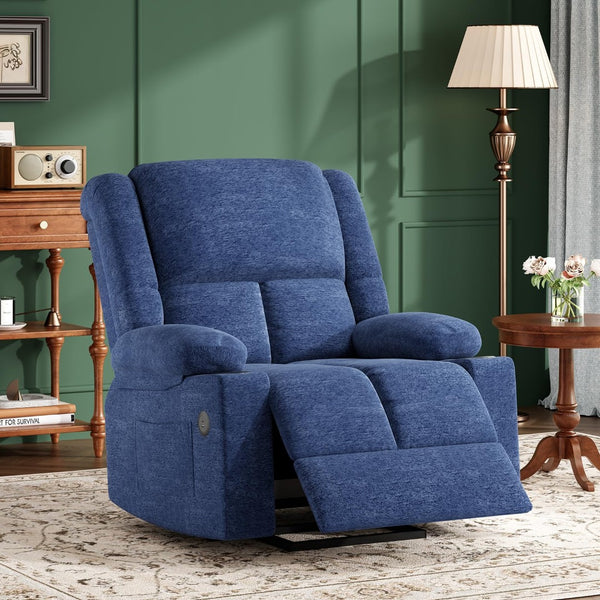 HomeRoots 40" Brown Heated Massage Lift Assist Recliner - USB, Power Recline, Comfort & Support for Seniors 716342
