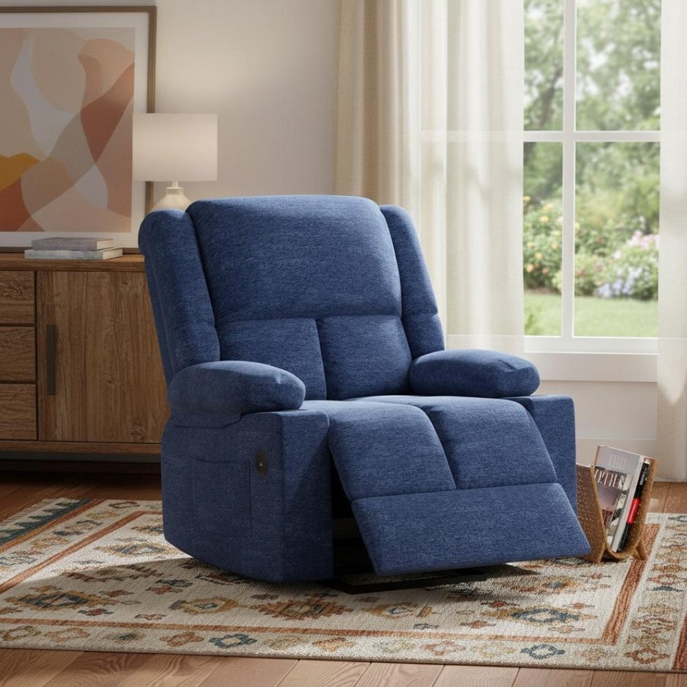 HomeRoots 40" Brown Heated Massage Lift Assist Recliner - USB, Power Recline, Comfort & Support for Seniors 716342