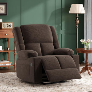 HomeRoots 40" Gray Polyester Blend Power Lift Recliner with Heated Massage, USB, and Adjustable Comfort Options 716343