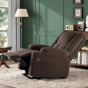 HomeRoots 40" Gray Polyester Blend Power Lift Recliner with Heated Massage, USB, and Adjustable Comfort Options 716343