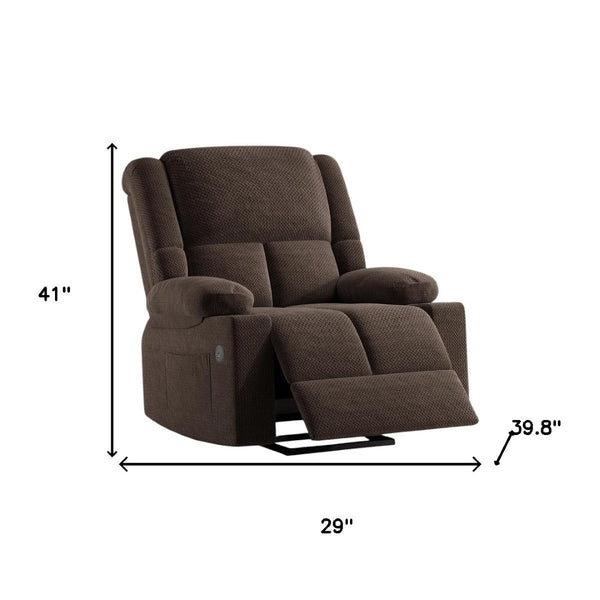 HomeRoots 40" Gray Polyester Blend Power Lift Recliner with Heated Massage, USB, and Adjustable Comfort Options 716343