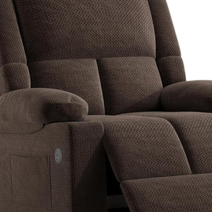 HomeRoots 40" Gray Polyester Blend Power Lift Recliner with Heated Massage, USB, and Adjustable Comfort Options 716343