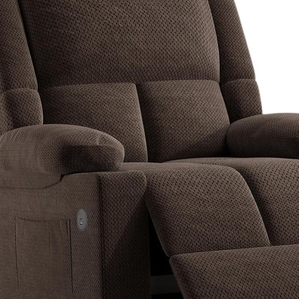 HomeRoots 40" Gray Polyester Blend Power Lift Recliner with Heated Massage, USB, and Adjustable Comfort Options 716343