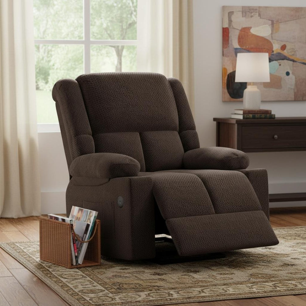 HomeRoots 40" Gray Polyester Blend Power Lift Recliner with Heated Massage, USB, and Adjustable Comfort Options 716343