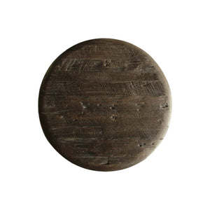 HomeRoots 24" Rustic Reclaimed Wood Round Pedestal End Table with Live Edge - Unique Smoky Black Accent Piece 716346