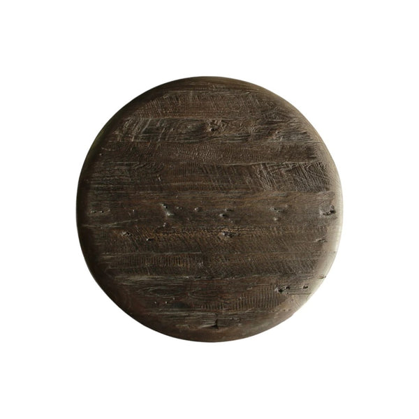 HomeRoots 24" Rustic Reclaimed Wood Round Pedestal End Table with Live Edge - Unique Smoky Black Accent Piece 716346