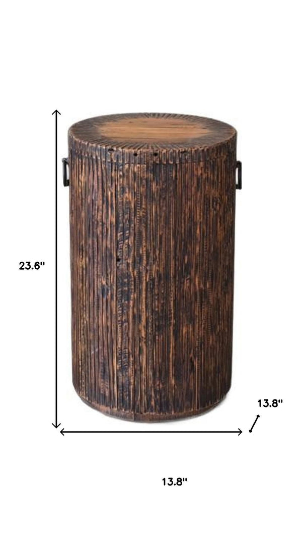 HomeRoots 24" Rustic Reclaimed Wood Square End Table with Smoky Black Accents - Perfect for Any Space! 716348