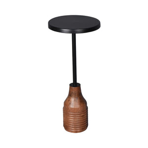 HomeRoots 22 Inch Round Solid Wood and Iron Pedestal End Table for Living or Bedroom Decor 716349