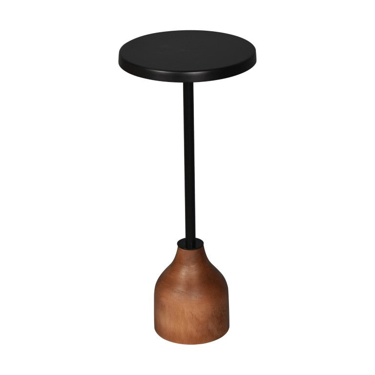 HomeRoots 22 Inch Distressed Iron Solid Wood Round Pedestal End Table for Living Room 716350