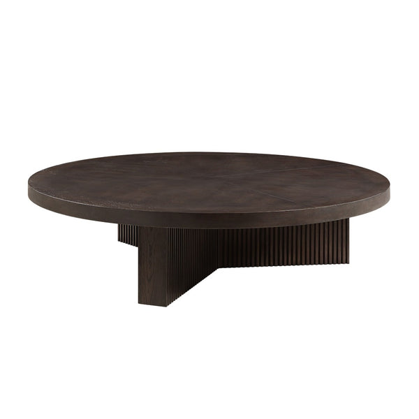 HomeRoots 36" Natural Marble Round Coffee Table with Nickel Steel Frame - Elegant Design for Any Space 716355