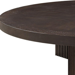 HomeRoots 36" Natural Marble Round Coffee Table with Nickel Steel Frame - Elegant Design for Any Space 716355