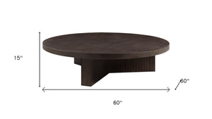 HomeRoots 36" Natural Marble Round Coffee Table with Nickel Steel Frame - Elegant Design for Any Space 716355