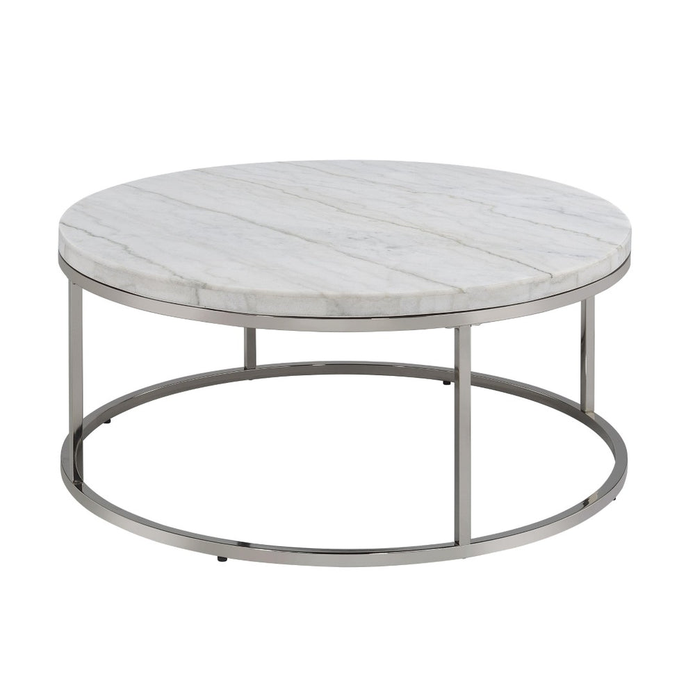 HomeRoots 35" Black Sintered Stone Coffee Table with Champagne Steel Base - Modern, Durable & Versatile Design 716356