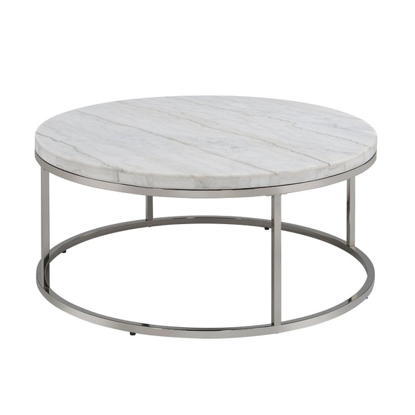 HomeRoots 35" Black Sintered Stone Coffee Table with Champagne Steel Base - Modern, Durable & Versatile Design 716356