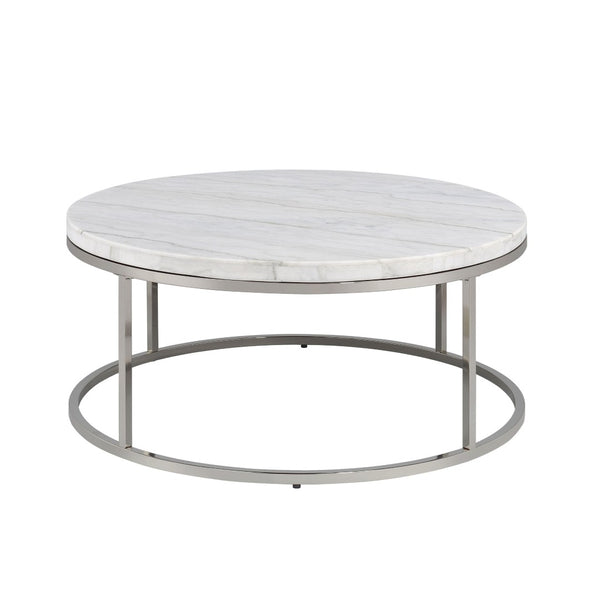 HomeRoots 35" Black Sintered Stone Coffee Table with Champagne Steel Base - Modern, Durable & Versatile Design 716356