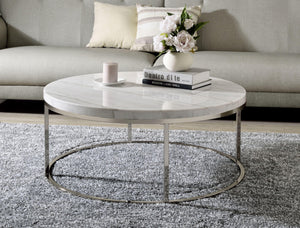 HomeRoots 35" Black Sintered Stone Coffee Table with Champagne Steel Base - Modern, Durable & Versatile Design 716356