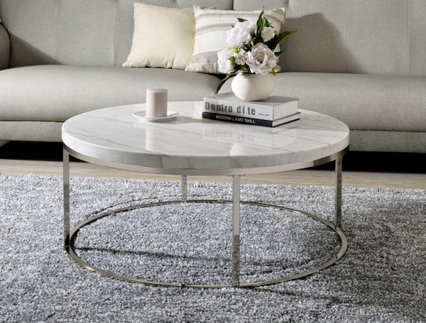 HomeRoots 35" Black Sintered Stone Coffee Table with Champagne Steel Base - Modern, Durable & Versatile Design 716356