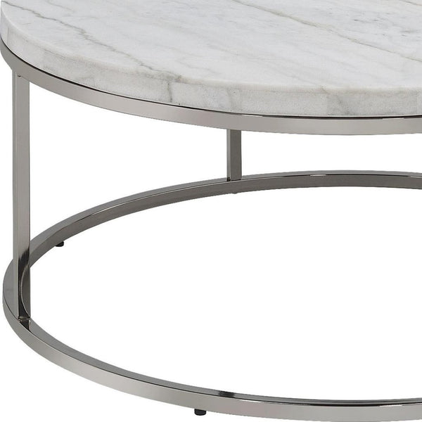 HomeRoots 35" Black Sintered Stone Coffee Table with Champagne Steel Base - Modern, Durable & Versatile Design 716356