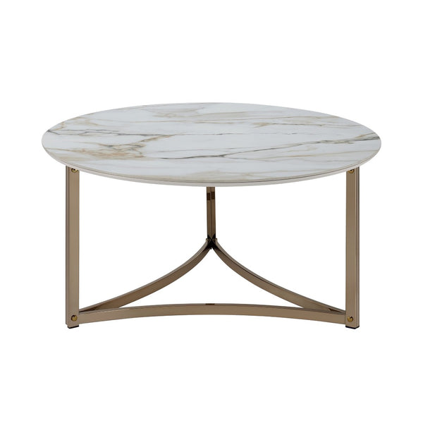 HomeRoots 32" Black Genuine Marble Coffee Table with Wood Cross Legs - Chic Modern Design for Any Space 716358