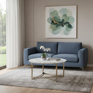 HomeRoots 32" Black Genuine Marble Coffee Table with Wood Cross Legs - Chic Modern Design for Any Space 716358