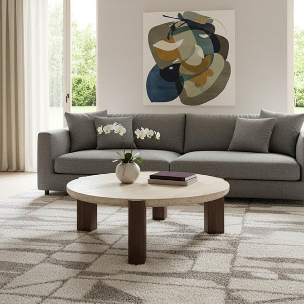 HomeRoots 35" Golden Brown Wood Square Coffee Table - Modern Geometric Accent for Living Rooms & Offices 716360