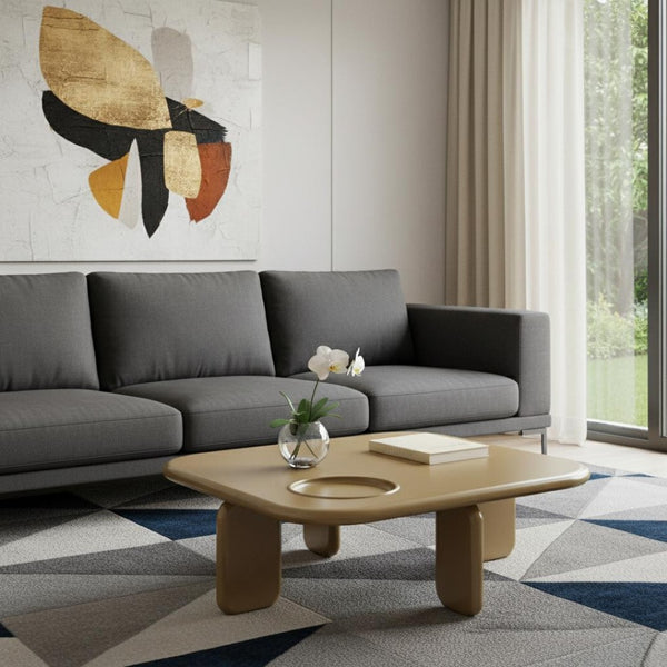 HomeRoots 35" Oak Wood Round Coffee Table - Elegant Low-Profile Design for Modern Living Spaces & Daily Use 716361
