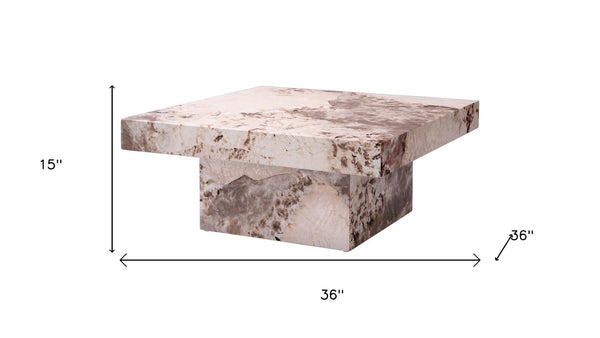 HomeRoots 35" Contemporary White Faux Marble & Black Steel Round Pedestal Coffee Table for Stylish Spaces 716365
