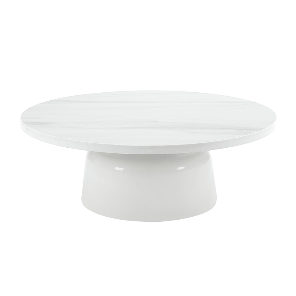 HomeRoots 30" White Oval Coffee Table - Elegant & Versatile Design for Modern Living Spaces, Easy Assembly! 716367